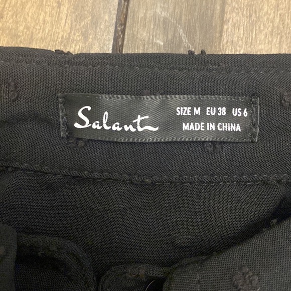 Salant black blouse lantern sleeve high neck modest button front blouse size 6 - Picture 5 of 6